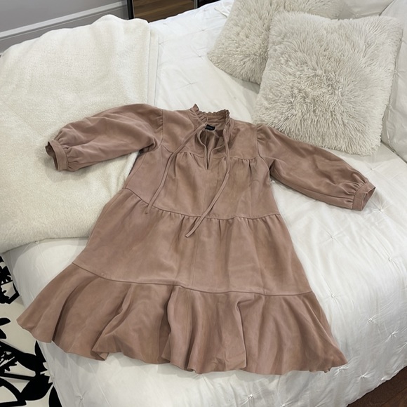 SELECTED FEMME BLUSH LEATHER DRESS - Picture 2 of 6